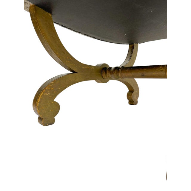 Wood Vintage Neoclassical French X-Frame Curule Stool, 1940s For Sale - Image 7 of 11