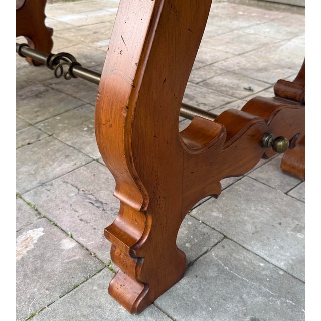 Newly Refinished - French Heritage Lyre Leg Harvest Dining Table For Sale - Image 11 of 12