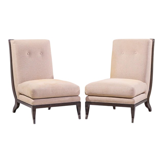 William Switzer Chaise Apollon Collection Armless Slipper Chairs - Pair For Sale
