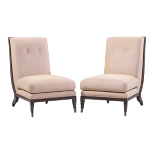 William Switzer Chaise Apollon Collection Armless Slipper Chairs - Pair
