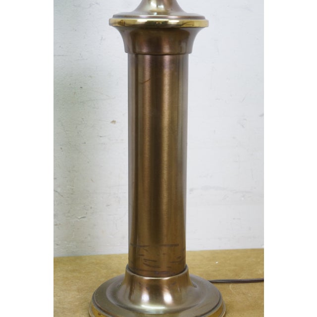 2 Vintage Brass Hollywood Regency Torchiere Column Table Lamps 20 For Sale - Image 10 of 14