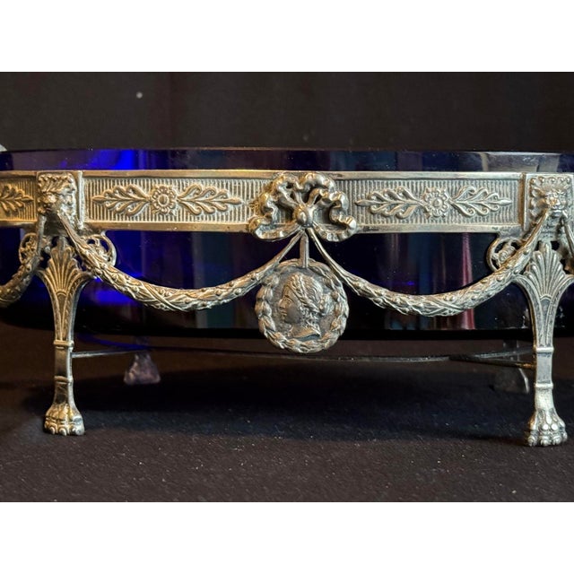 19thC European Louis XVI Silver Blue Jardiniere Bowl For Sale - Image 10 of 18