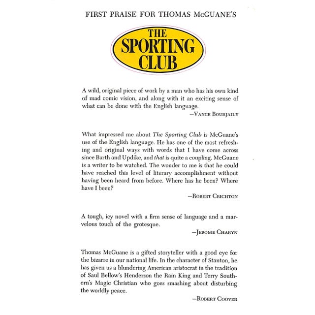 "The Sporting Club" 1968 McGuane, Thomas For Sale - Image 4 of 4