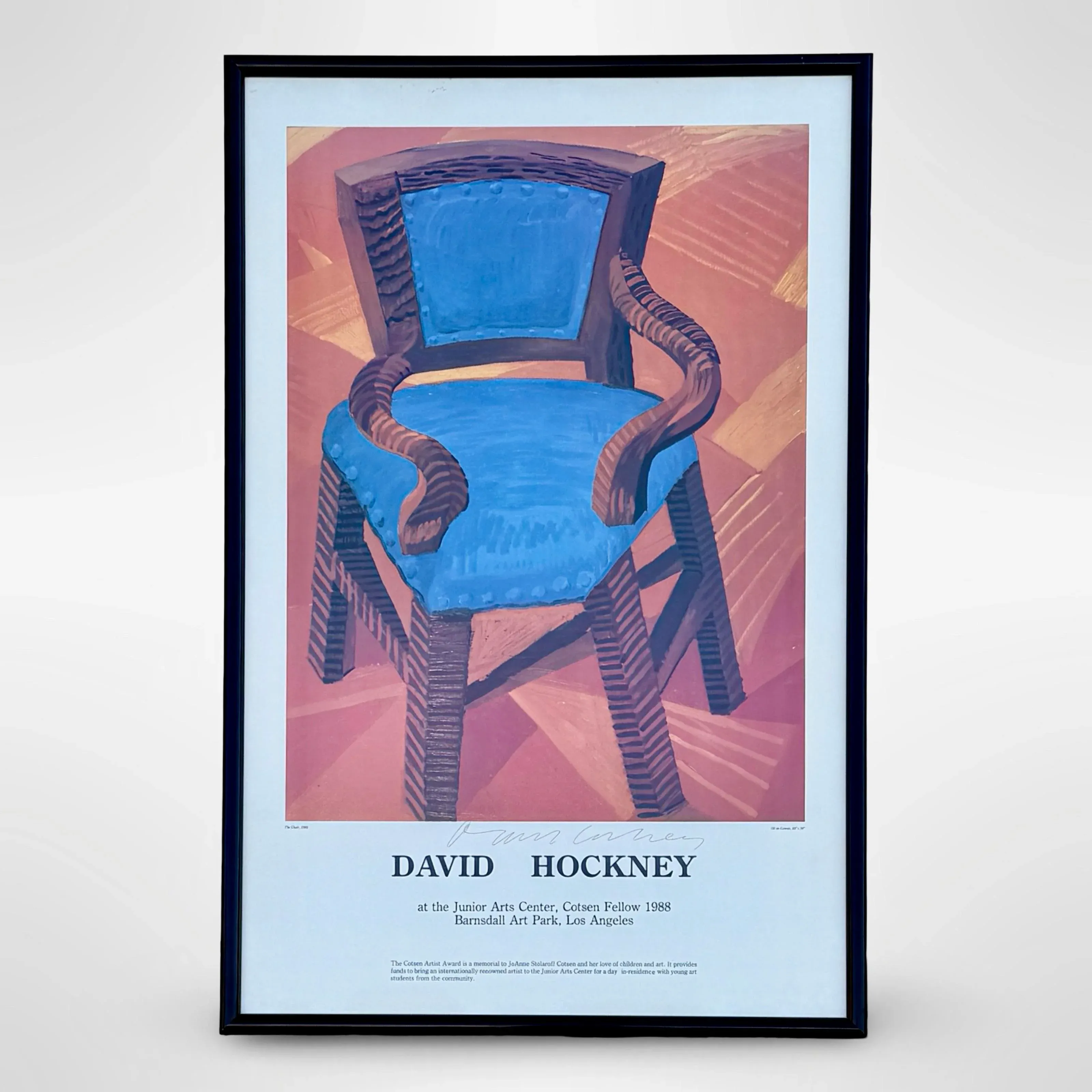 Vintage Hand-Signed David Hockney Exhibition Print “The Chair