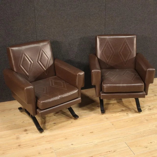 Set of Italian Skai Armchairs For Sale - Image 12 of 13