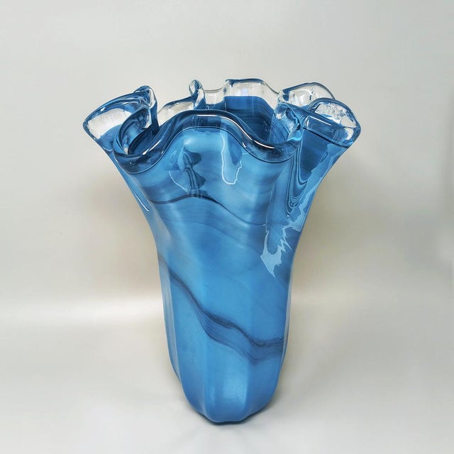 Mid-Century Modern Italian Fazzoletto Murano Glass Vase by Dogi, 1970s For Sale - Image 3 of 7