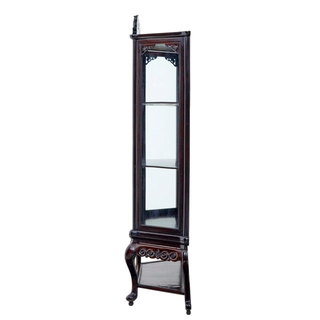 Wood Antique Chinese Glazed Display Cabinet in Carved Hardwood, 1890 For Sale - Image 7 of 8