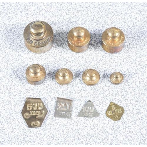 Black Pharmacy Scale with Wooden and Glass Case and Weights For Sale - Image 8 of 18