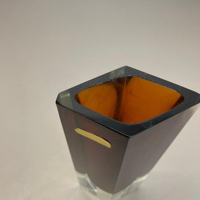 Large Ochre Murano Glass Sommerso Vase attributed to Flavio Poli, 1970s For Sale - Image 11 of 18