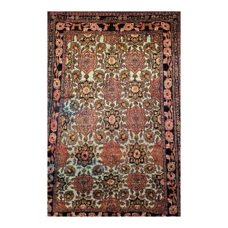 Vintage Afghan Silk Room Size Rug in Allover Pattern in Ivory, Burgundy, Brown For Sale
