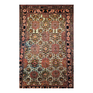 Vintage Afghan Silk Room Size Rug in Allover Pattern in Ivory, Burgundy, Brown