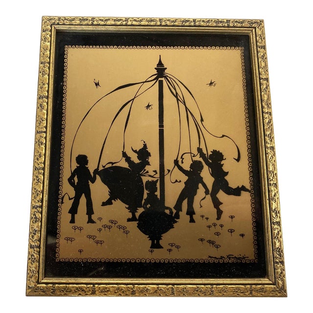 Silhouette "The Four Seasons" Gold Print in Original Frame by Fidus, Circa 1900 For Sale