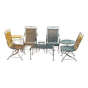 Vintage Woodard Conversation Set 4 Rockers, Ottoman, 3 Side Tables,Attributed