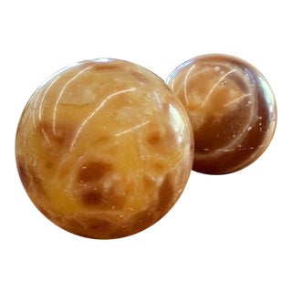 Italian Marble Sphere Bookends For Sale
