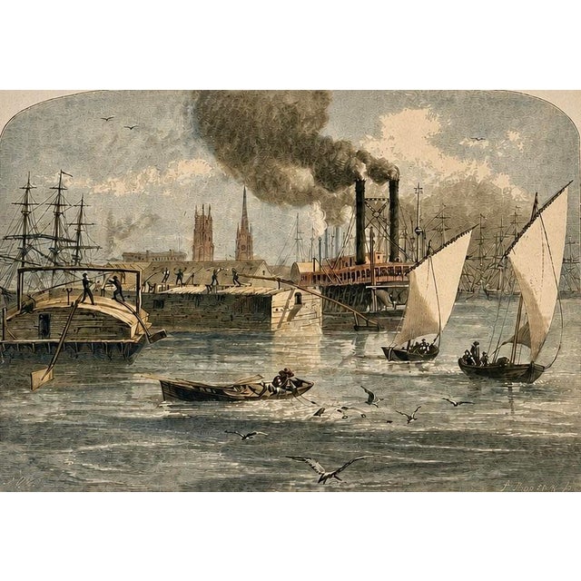 Original hand colored wood engraving from the celebrated Picturesque America series in 1872. The scene captures one of...