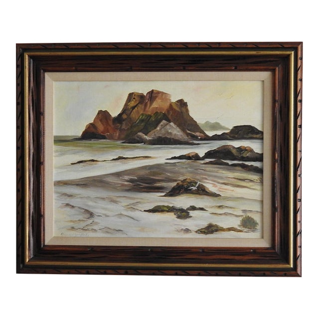 Vintage Original Pacific Coast Oil Painting by Raymond Zurfluh For Sale