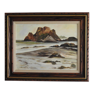 Vintage Original Pacific Coast Oil Painting by Raymond Zurfluh