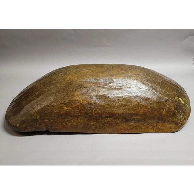 Large 19th Century American Hand-Hewn Oak Dough Bowl With Copper Repairs - 35" For Sale - Image 9 of 12