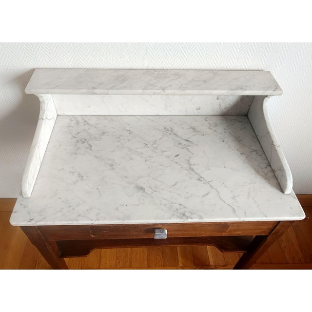 1940s Country House Dressing Table in Wood and Marble, 1940s For Sale - Image 5 of 11
