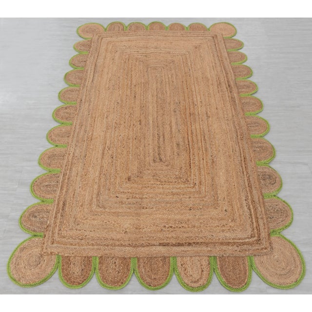 Not Yet Made - Made To Order Green Scallop Edge With Natural Jute Rug 6x9Ft. For Sale - Image 5 of 13