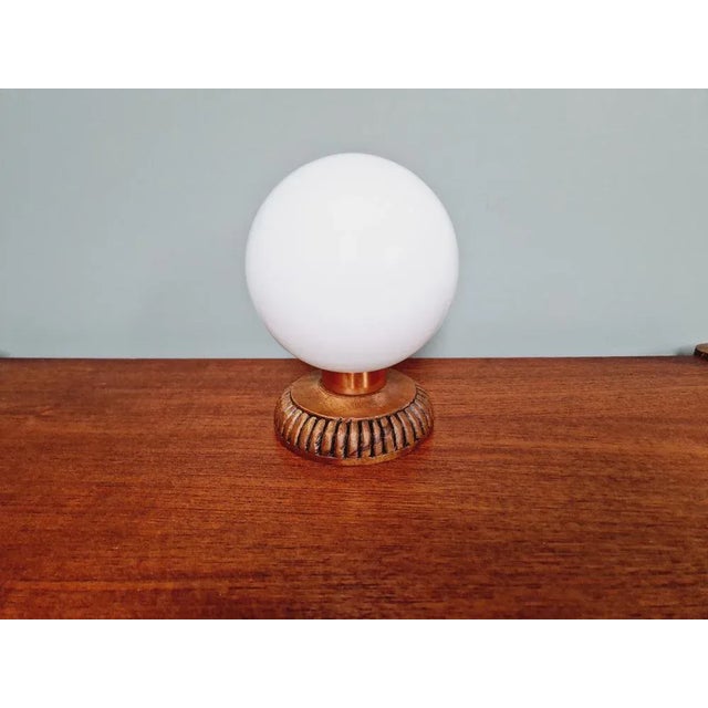 Mid-Century Modern Wooden and Opaline Blanche Table Lamp, 1960s For Sale - Image 3 of 11