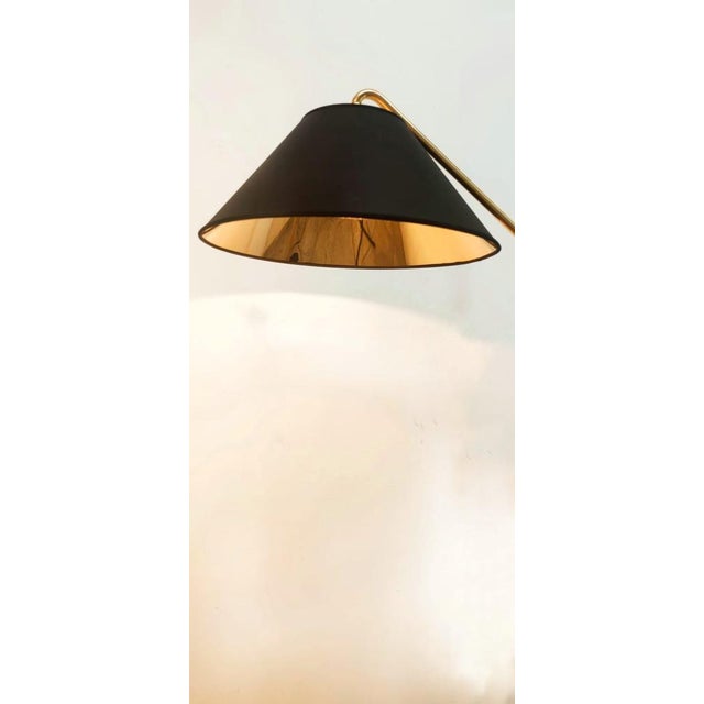 Height-Adjustable and Extendable Floor Lamp with Gold Lampshade For Sale - Image 14 of 18
