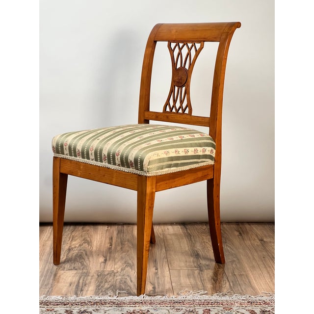 Antique German Biedermeier Style Cherry Side Chair C. Early 20th Century For Sale - Image 4 of 6