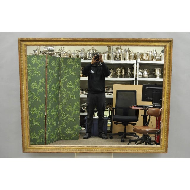 Vintage Italian Hollywood Regency Gold Giltwood Large Rectangular Wall Mirror For Sale - Image 14 of 14
