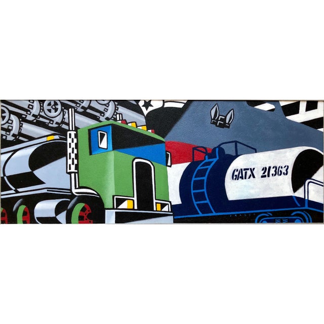 Douglas Fraser, Bold Graphic Illustration Pop Art Image of Large Truck, Orignal Alkyd Painting For Sale
