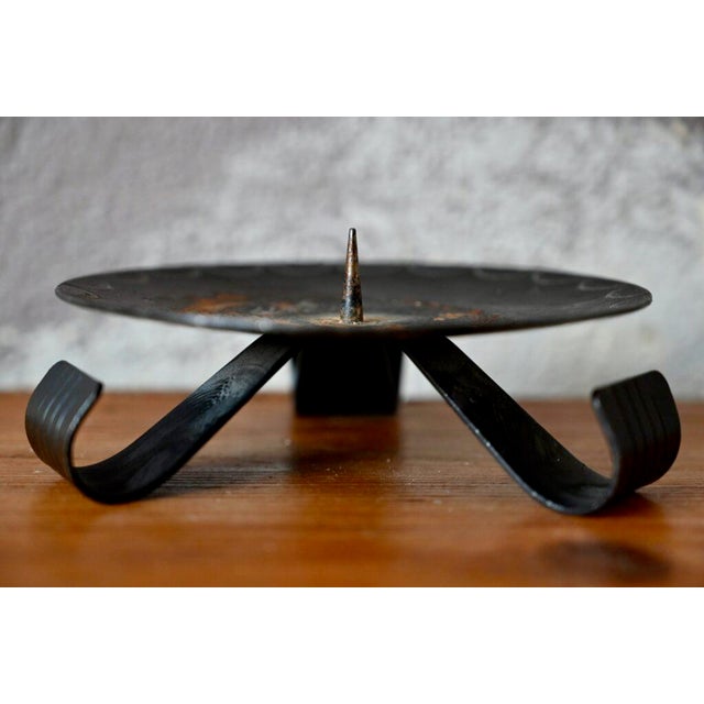 Brutalist Brutalist Tripod Metal Candleholder, 1970s For Sale - Image 3 of 6