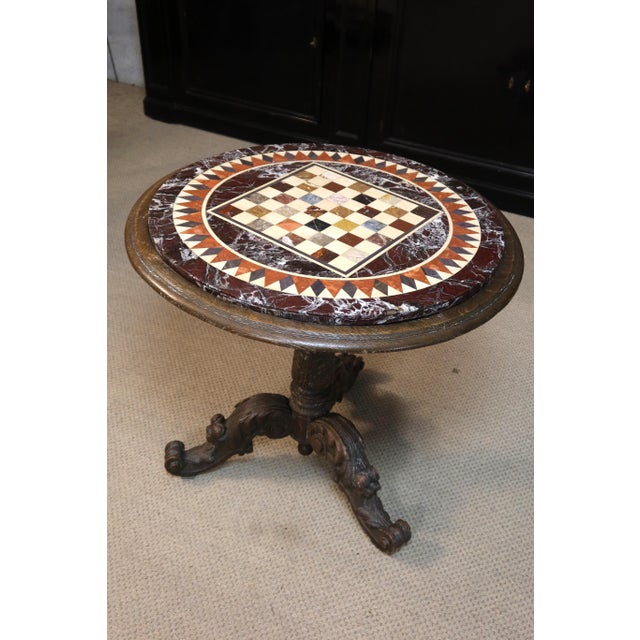 Pedestal Table with Marble Marquetry Top For Sale - Image 9 of 10