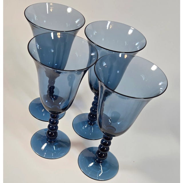 Vintage Candlewick Blue Goblet- Set of Four For Sale - Image 4 of 10