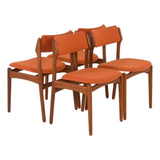 Vintage Danish Teak and Wool Chairs by Erik Buch, 1960s, Set of 4 For Sale