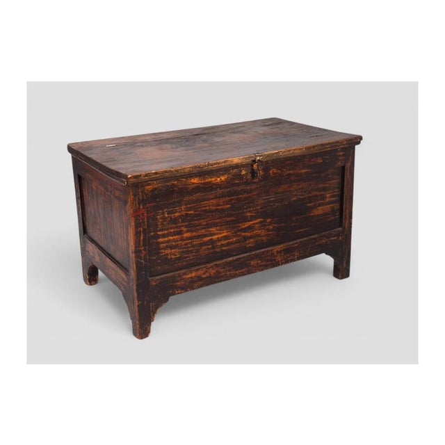 Rustic Antique Wooden Chest For Sale - Image 3 of 8