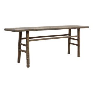 Vintage Rustic Elm Console Table For Sale