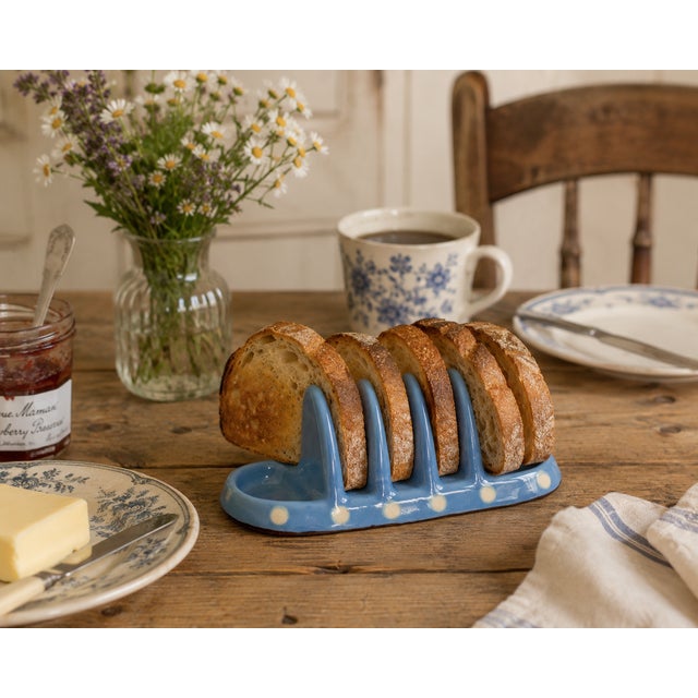 Late 20th Century Late 20th Century English Blue Polka Dot Toast Rack For Sale - Image 5 of 5
