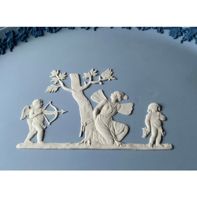 Vintage Wedgwood Light Blue Jasperware Cupid and Psyche Oval Tray For Sale - Image 6 of 18