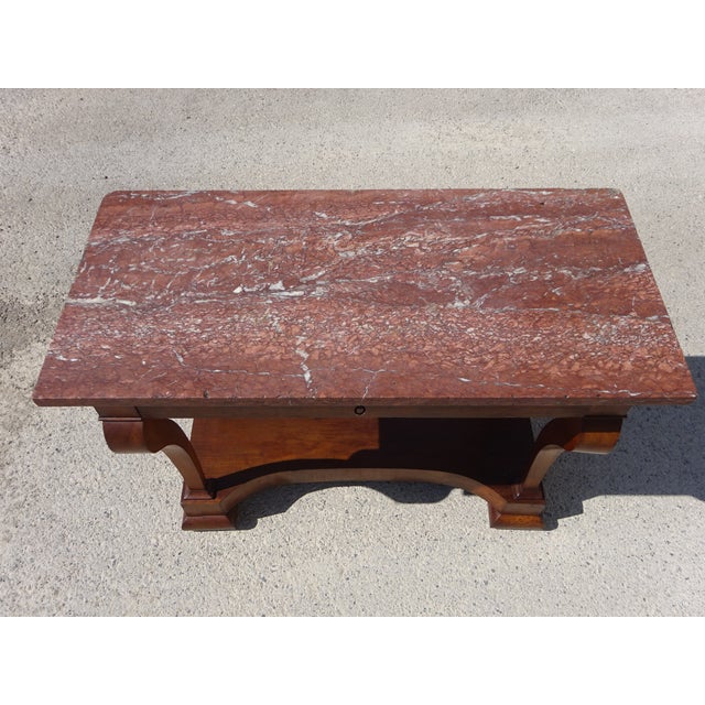 Charles X Restoration Console in Walnut and Marble, 1830 For Sale - Image 17 of 18
