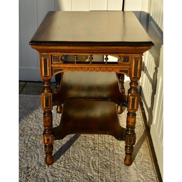Antique Carved Wood Three Tier Eastlake Victorian Table For Sale - Image 11 of 13