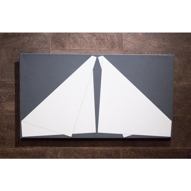 Black Hiroshi Yasukawa, Abstract Composition Painting, 1970s, Oil on Canvas For Sale - Image 8 of 9