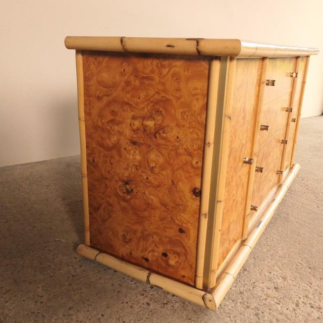 Vintage Burl Bamboo Sideboard, 1980s For Sale - Image 9 of 15