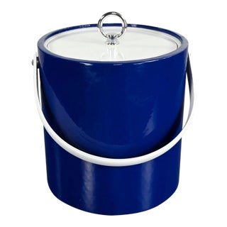 Vintage Mid-Century Modern Blue Ice Bucket by Morgan & Company Bucket Brigade For Sale
