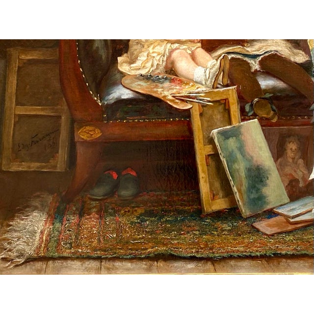 Edgard Farasyn, The Mischievous Little Artists, 1881, Oil on Canvas For Sale - Image 10 of 13