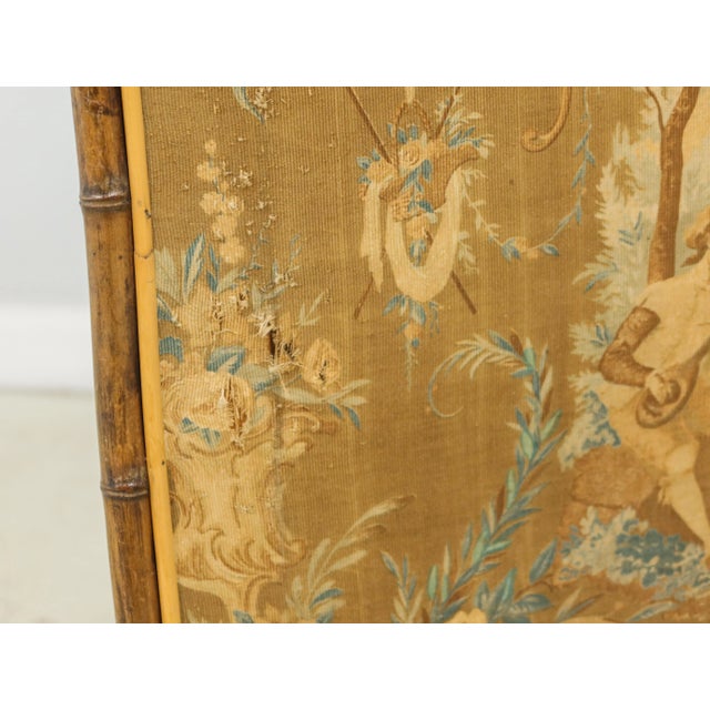 Victorian Bamboo Fireplace Screen W. European Fabric For Sale In Philadelphia - Image 6 of 10