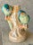 Excellent Pre-Owned Condition. Colorfully charming Palm Beach Regency-inspired lusterware bud vase with two whimsical...