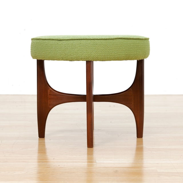 Wood 1960s Mid Century Astro Vanity Stool by G Plan in Teak & Green, Attributed For Sale - Image 7 of 9