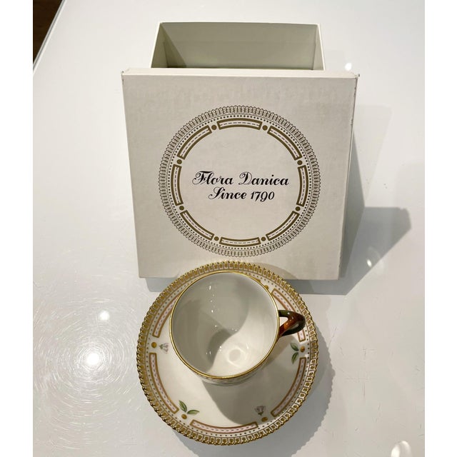 Royal Copenhagen Flora Danica Cup and Saucer from Royal Copenhagen, 2010s, Set of 2 For Sale - Image 4 of 5