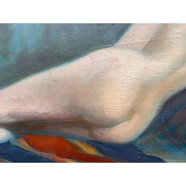 Elongated Female Nude, Early 20th Century, Oil Painting on Canvas For Sale - Image 8 of 11