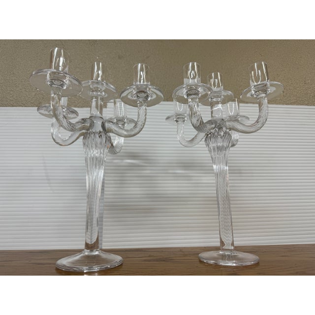 Late 20th Century Crystal Taper Candelabras, Pair For Sale - Image 5 of 12