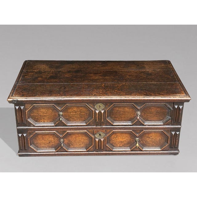 Wood Charles II Oak Geometric Chest of Drawers, 1680s For Sale - Image 7 of 14